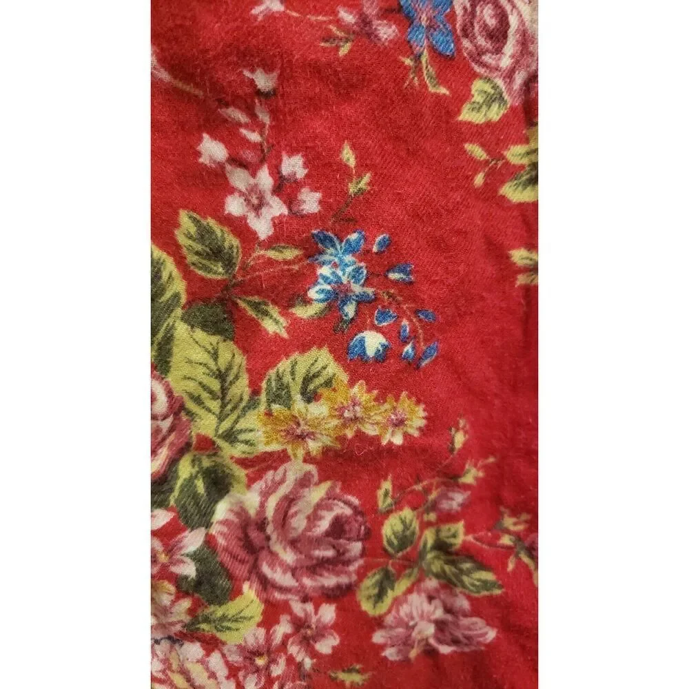 VINTAGE Talbots Intimates Red Floral Capiz Button Sleep Top‎ Size Medium